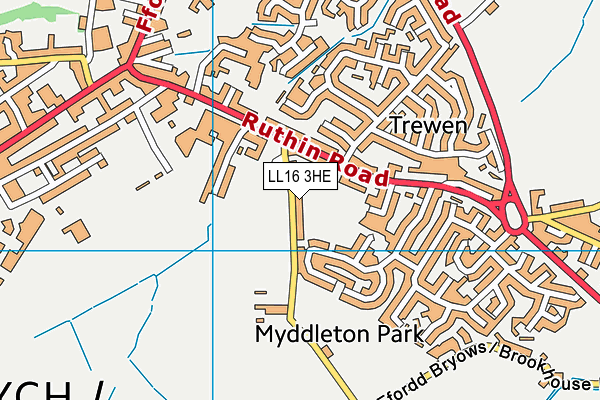 LL16 3HE map - OS VectorMap District (Ordnance Survey)