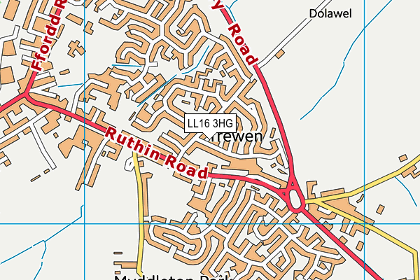 LL16 3HG map - OS VectorMap District (Ordnance Survey)