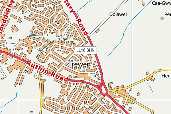 LL16 3HN map - OS VectorMap District (Ordnance Survey)