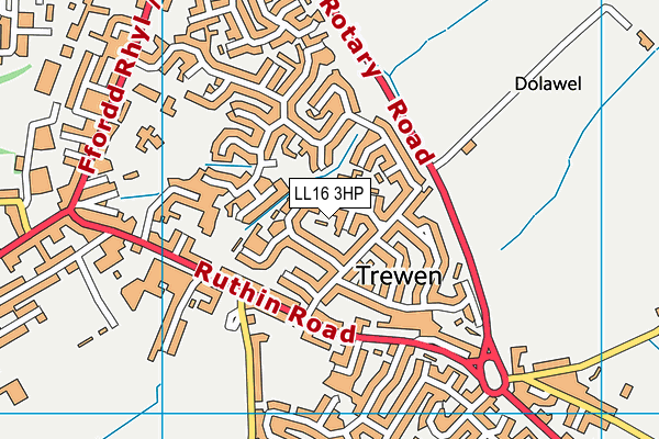 LL16 3HP map - OS VectorMap District (Ordnance Survey)