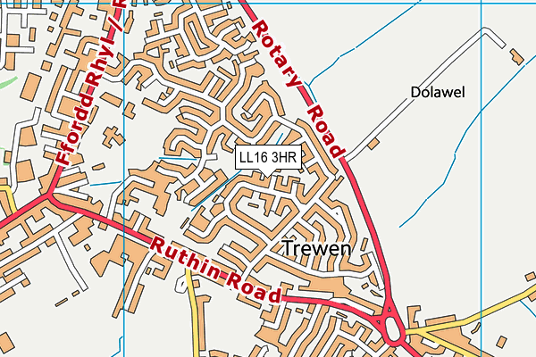 LL16 3HR map - OS VectorMap District (Ordnance Survey)