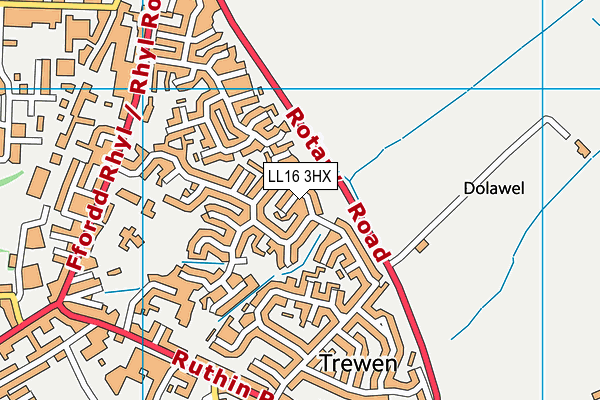 LL16 3HX map - OS VectorMap District (Ordnance Survey)