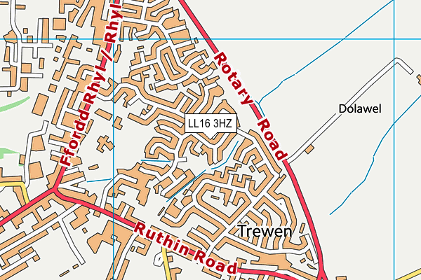 LL16 3HZ map - OS VectorMap District (Ordnance Survey)