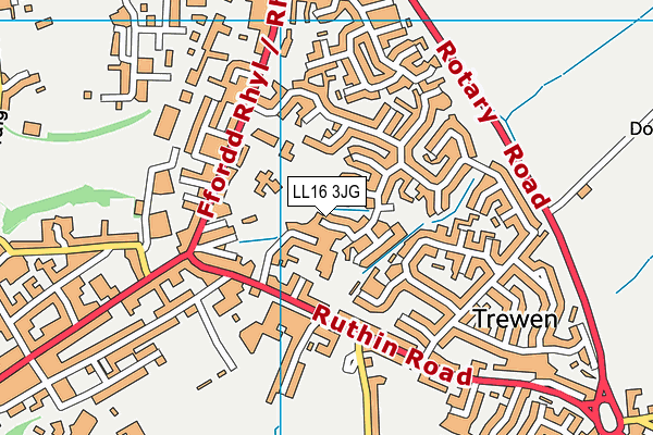 LL16 3JG map - OS VectorMap District (Ordnance Survey)