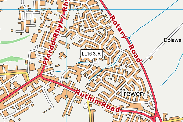 LL16 3JR map - OS VectorMap District (Ordnance Survey)