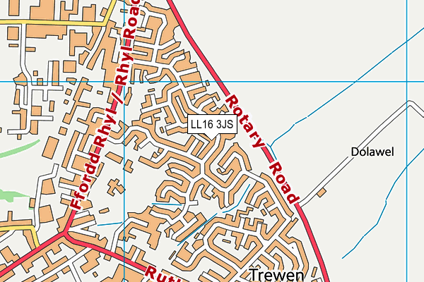 LL16 3JS map - OS VectorMap District (Ordnance Survey)