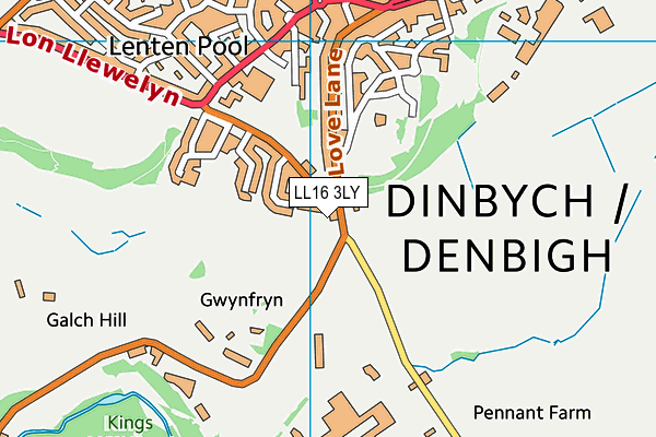 LL16 3LY map - OS VectorMap District (Ordnance Survey)