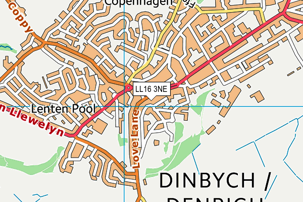 LL16 3NE map - OS VectorMap District (Ordnance Survey)