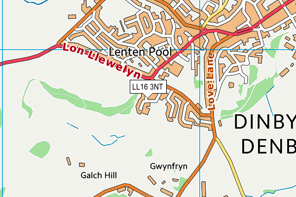 LL16 3NT map - OS VectorMap District (Ordnance Survey)