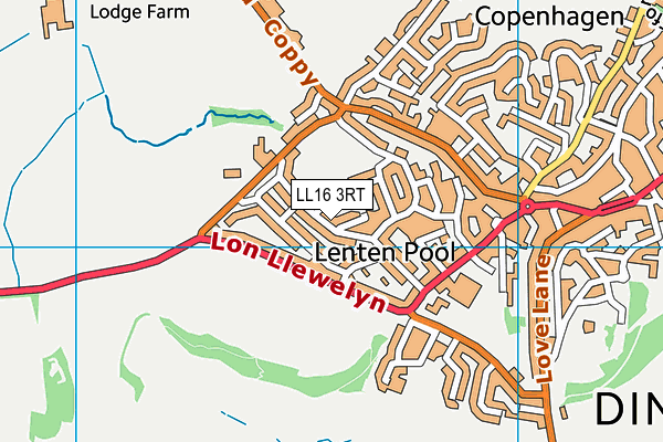 LL16 3RT map - OS VectorMap District (Ordnance Survey)