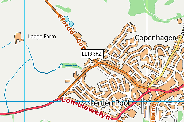 LL16 3RZ map - OS VectorMap District (Ordnance Survey)