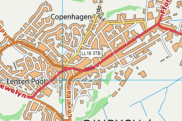 LL16 3TB map - OS VectorMap District (Ordnance Survey)