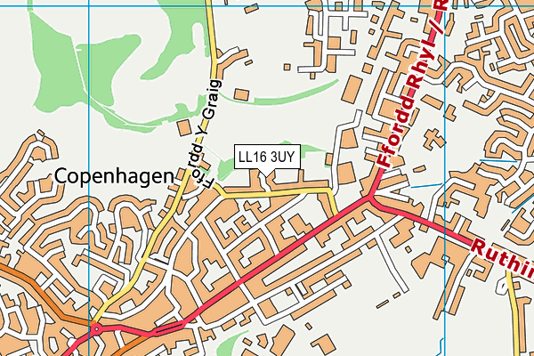 LL16 3UY map - OS VectorMap District (Ordnance Survey)