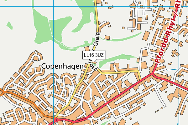 LL16 3UZ map - OS VectorMap District (Ordnance Survey)