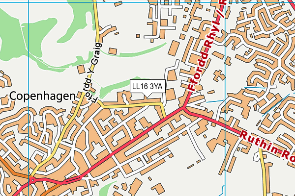 LL16 3YA map - OS VectorMap District (Ordnance Survey)