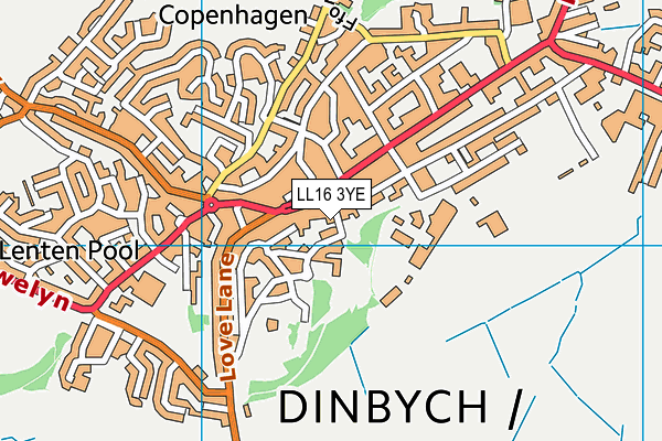 LL16 3YE map - OS VectorMap District (Ordnance Survey)