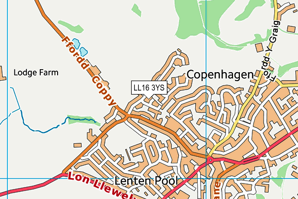 LL16 3YS map - OS VectorMap District (Ordnance Survey)