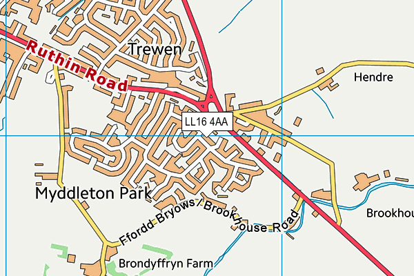 LL16 4AA map - OS VectorMap District (Ordnance Survey)