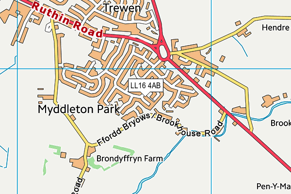 LL16 4AB map - OS VectorMap District (Ordnance Survey)