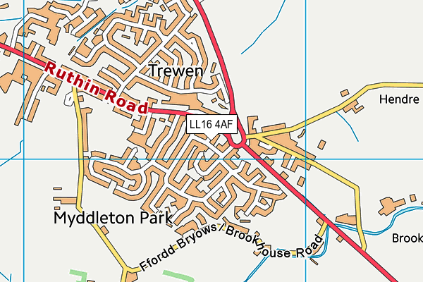 LL16 4AF map - OS VectorMap District (Ordnance Survey)