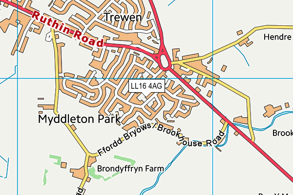 LL16 4AG map - OS VectorMap District (Ordnance Survey)