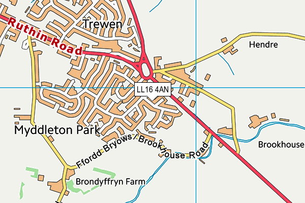 LL16 4AN map - OS VectorMap District (Ordnance Survey)