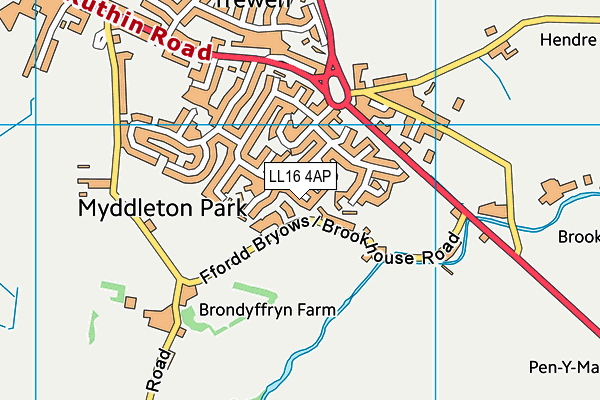 LL16 4AP map - OS VectorMap District (Ordnance Survey)