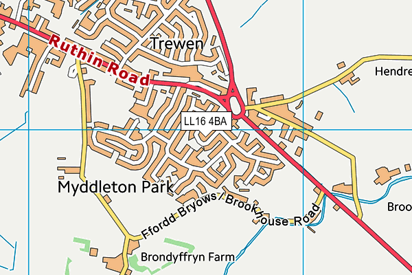 LL16 4BA map - OS VectorMap District (Ordnance Survey)