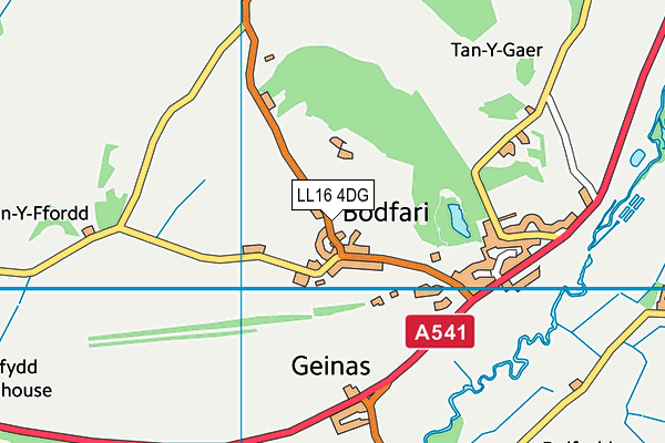 LL16 4DG map - OS VectorMap District (Ordnance Survey)