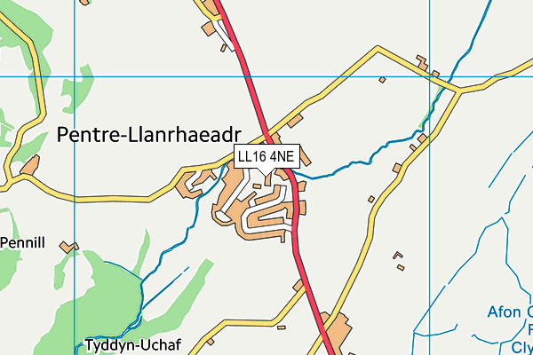 LL16 4NE map - OS VectorMap District (Ordnance Survey)