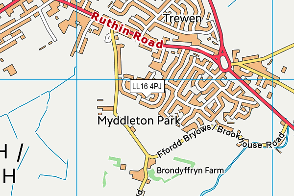 LL16 4PJ map - OS VectorMap District (Ordnance Survey)