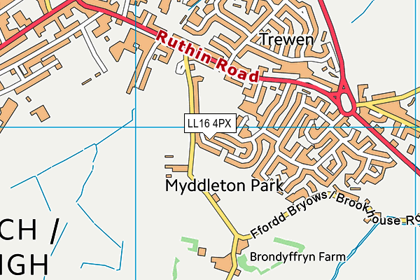 LL16 4PX map - OS VectorMap District (Ordnance Survey)