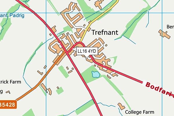 LL16 4YD map - OS VectorMap District (Ordnance Survey)