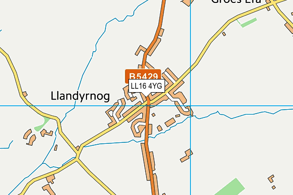 LL16 4YG map - OS VectorMap District (Ordnance Survey)