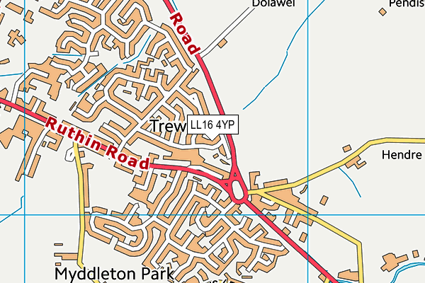 LL16 4YP map - OS VectorMap District (Ordnance Survey)