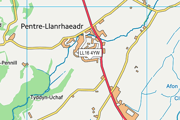 LL16 4YW map - OS VectorMap District (Ordnance Survey)