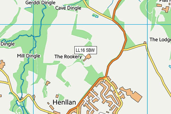 LL16 5BW map - OS VectorMap District (Ordnance Survey)