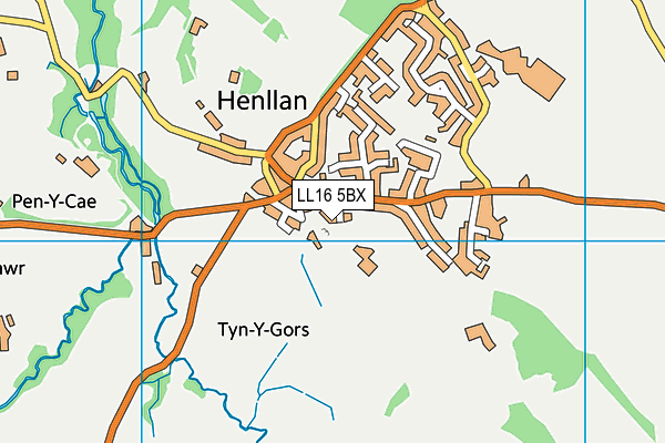 LL16 5BX map - OS VectorMap District (Ordnance Survey)