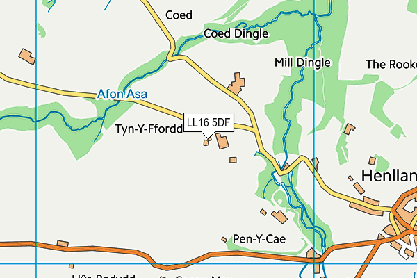 LL16 5DF map - OS VectorMap District (Ordnance Survey)