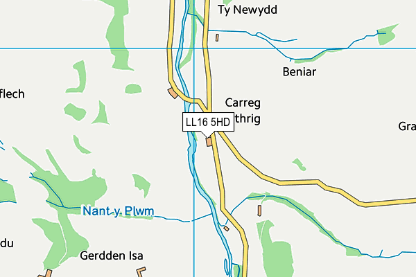 LL16 5HD map - OS VectorMap District (Ordnance Survey)