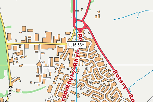 LL16 5SY map - OS VectorMap District (Ordnance Survey)