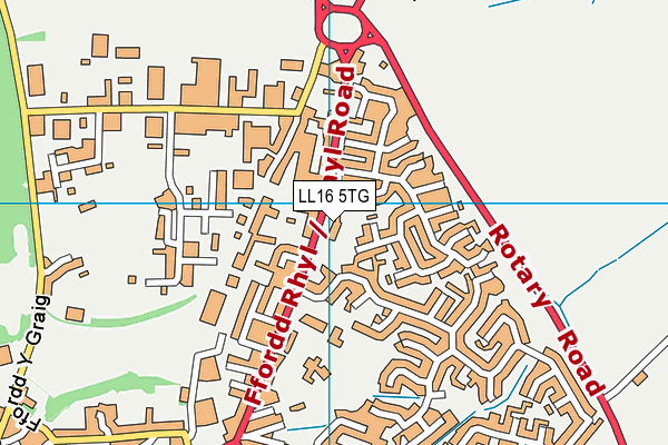 LL16 5TG map - OS VectorMap District (Ordnance Survey)