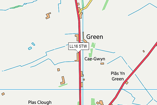 LL16 5TW map - OS VectorMap District (Ordnance Survey)