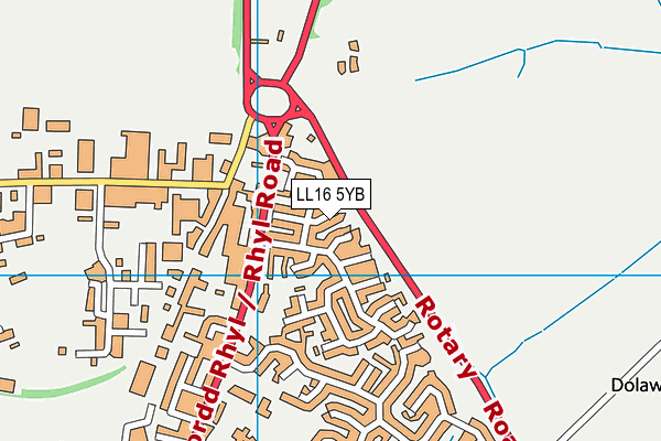 LL16 5YB map - OS VectorMap District (Ordnance Survey)