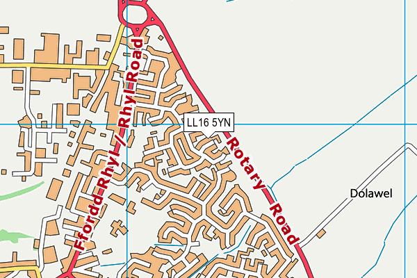 LL16 5YN map - OS VectorMap District (Ordnance Survey)