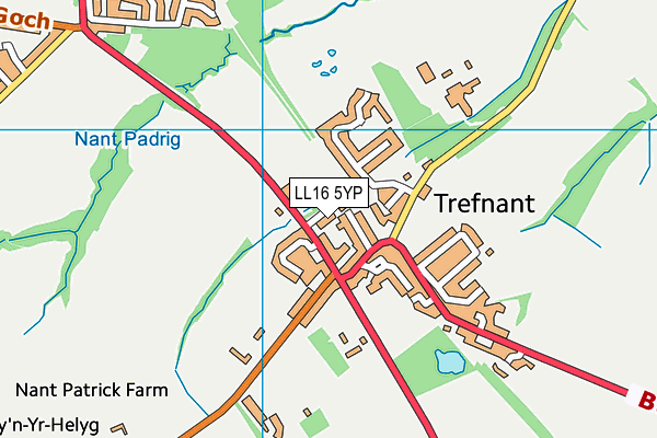 LL16 5YP map - OS VectorMap District (Ordnance Survey)