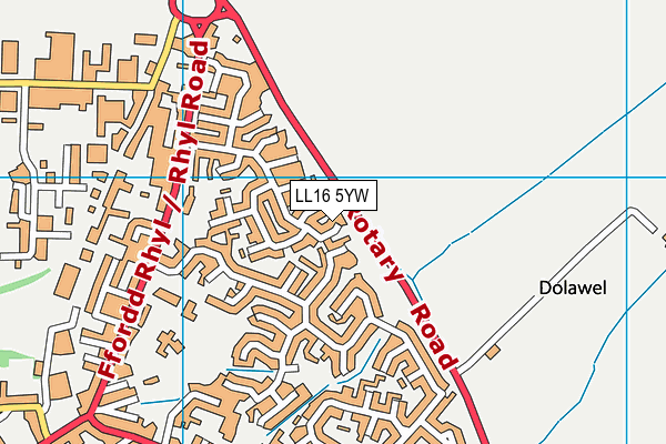 LL16 5YW map - OS VectorMap District (Ordnance Survey)