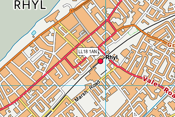 LL18 1AN map - OS VectorMap District (Ordnance Survey)