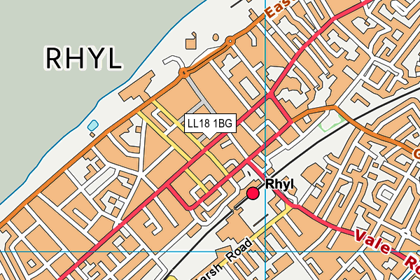 LL18 1BG map - OS VectorMap District (Ordnance Survey)