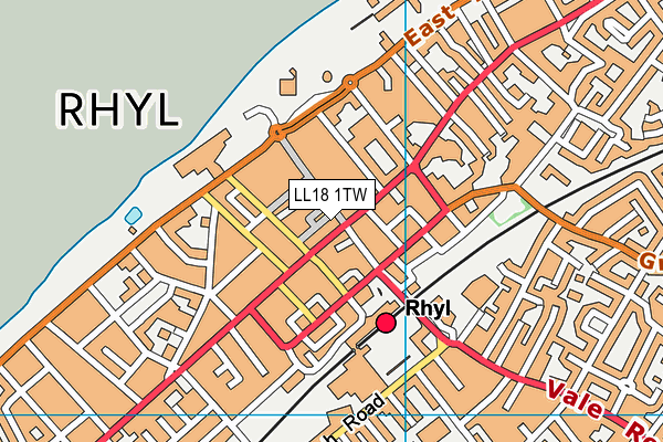 LL18 1TW map - OS VectorMap District (Ordnance Survey)